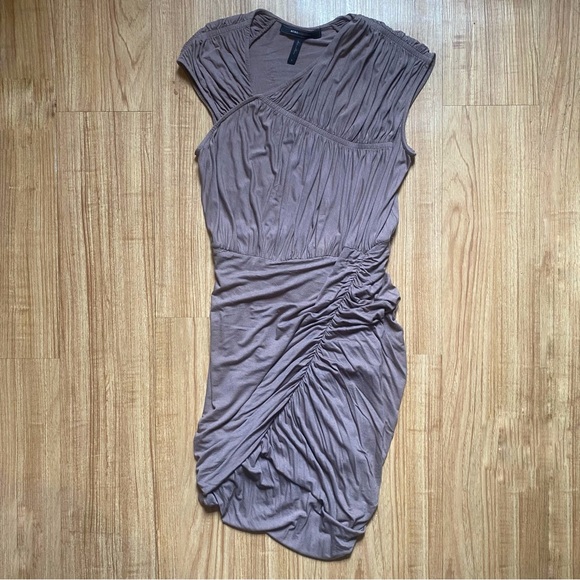 BCBG ruched taupe mini dress - Picture 1 of 3